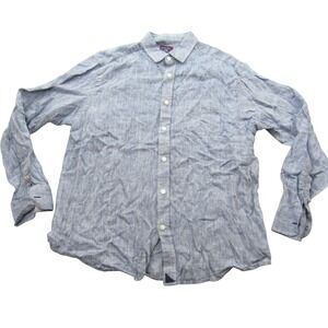 UNTUCKit Mens Large Light Blue‎ 100% Linen Long Sleeve Button Down Shirt Pocket